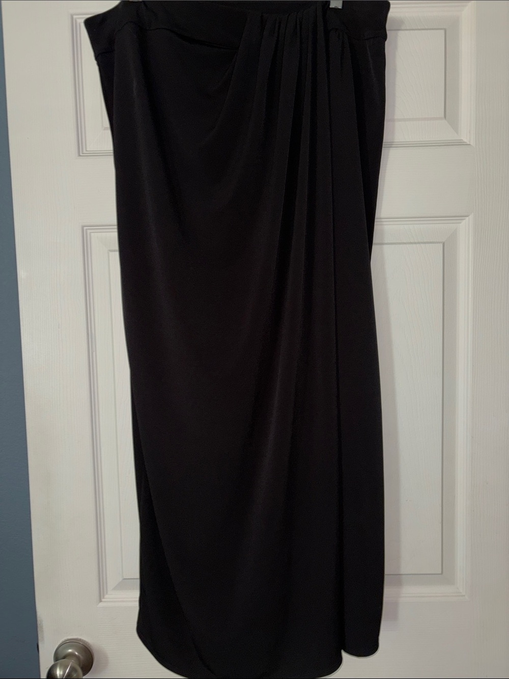 Classic Black Draped Midi Skirt